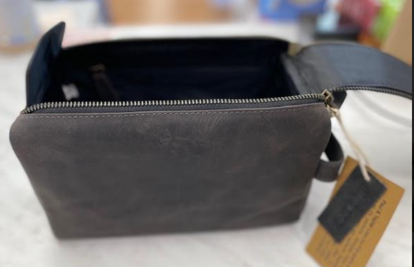 Leather Toiletry Bag with Handle