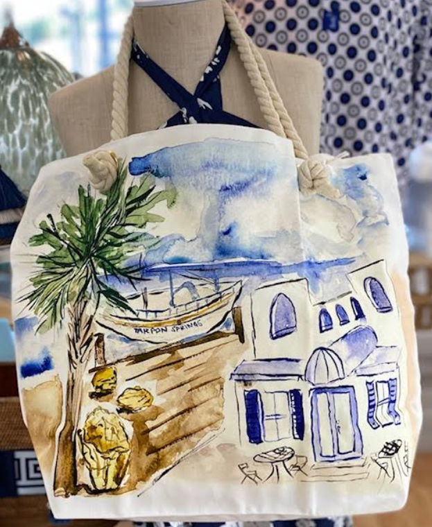 Tarpon Springs Canvas watercolor Tote