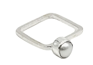 STERLING SILVER FRESH WATER PEARL SQUARE RING