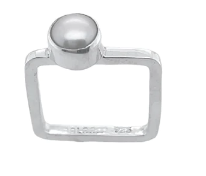 STERLING SILVER FRESH WATER PEARL SQUARE RING
