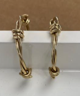Lacquered Jewelers Brass Barbwire Hoop Earrings