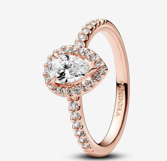 Sparkling Pear Halo Ring