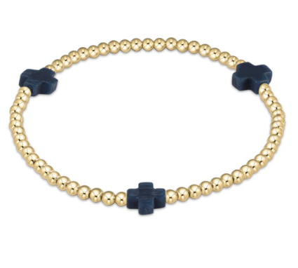 signature cross gold pattern 3mm bead bracelet