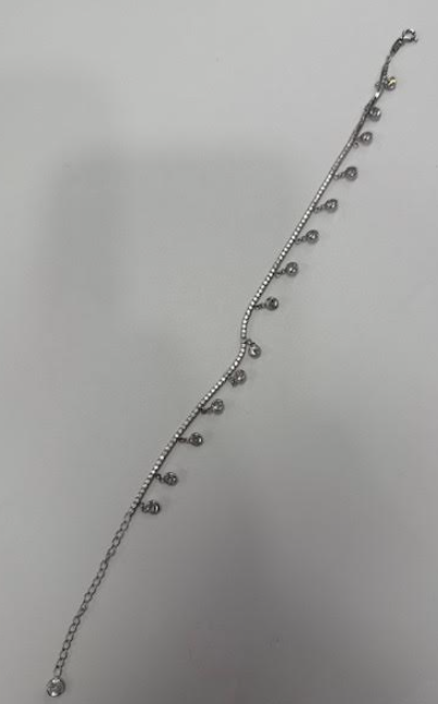 Sterling silver anklet with Crystals