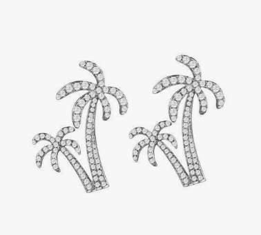 pave Sterling Silver Palm Tree Post