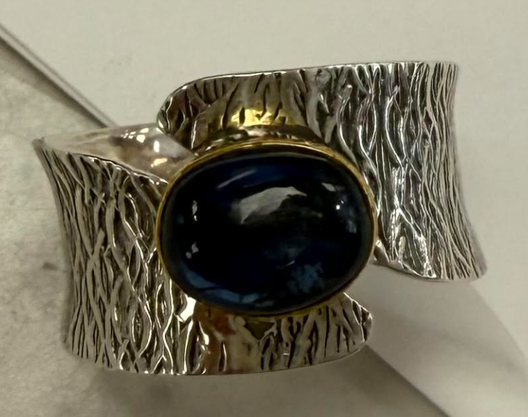 Blue Kyanite and Sterling Bypass ring