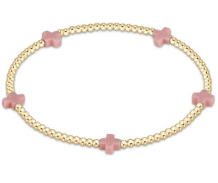 egirl signature cross small gold pattern 2mm bead bracelet