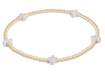 egirl signature cross small gold pattern 2mm bead bracelet