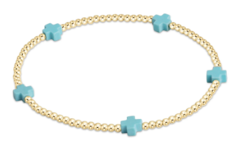 egirl signature cross small gold pattern 2mm bead bracelet