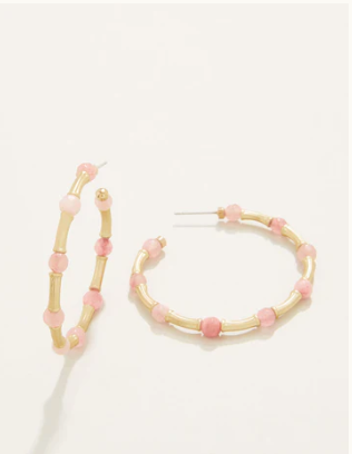 Calm Waters Hoop Earrings Pink Jade