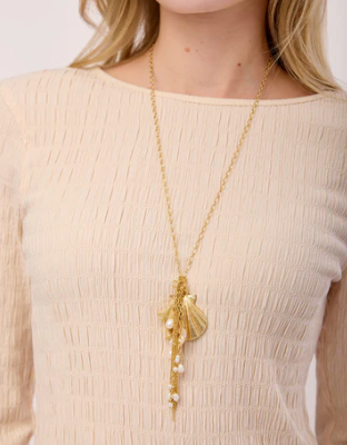 Pearl Party Shell Necklace 26" Pearl