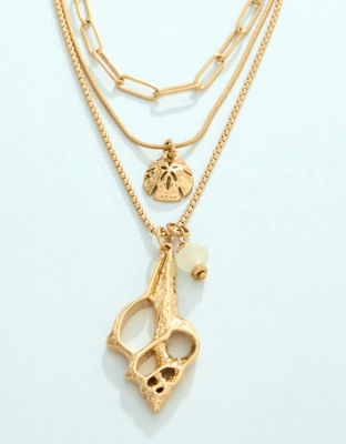 Spiral Shell Layered Necklace 18"
