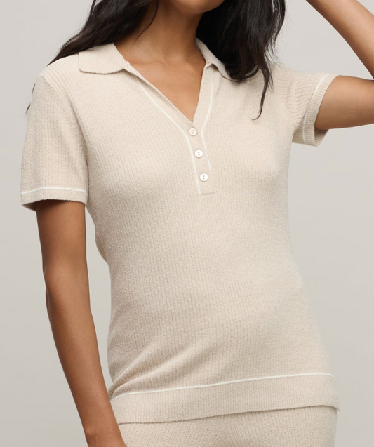 CozyChic Ultra Lite® Contrast Stripe Ribbed Collar Henley