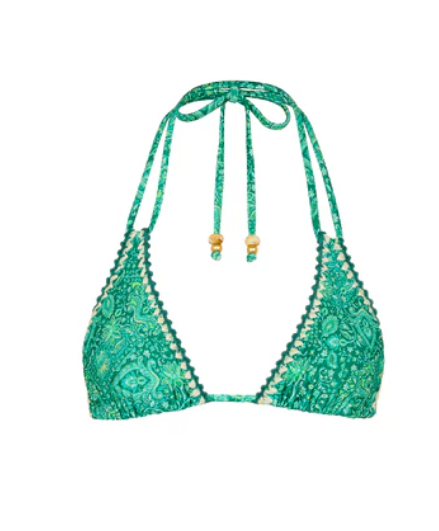 Crochet Halter Bikini Top - Emerald Aura