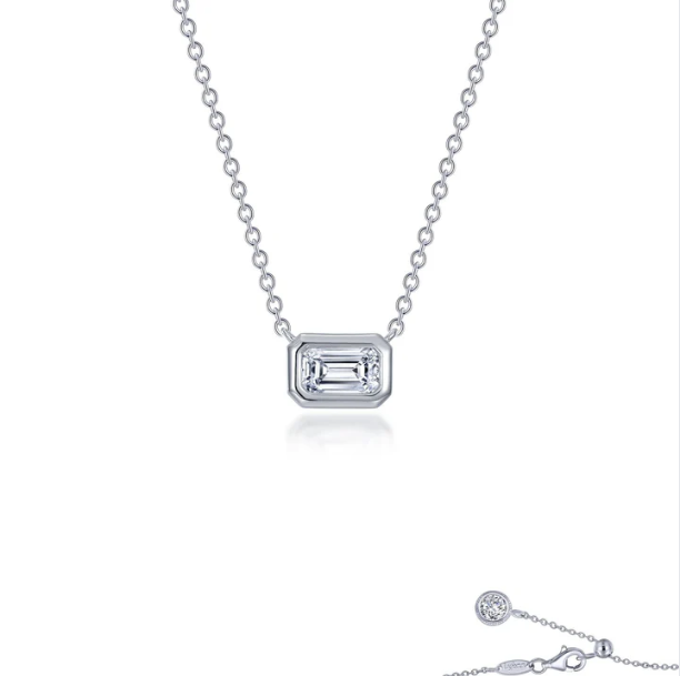 East-West Bezel-Set Emerald-Cut Solitaire Choker Necklace