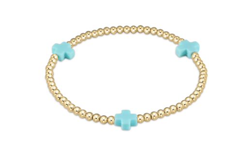 enewton extends  - signature cross gold pattern 3mm bead bracelet