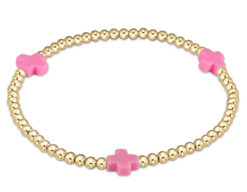 signature cross gold pattern 3mm bead bracelet