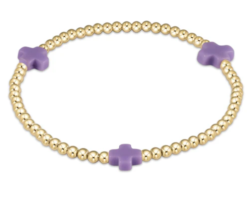 signature cross gold pattern 3mm bead bracelet