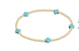 Signature Cross Small Gold Pattern 2mm Bead Bracelet -