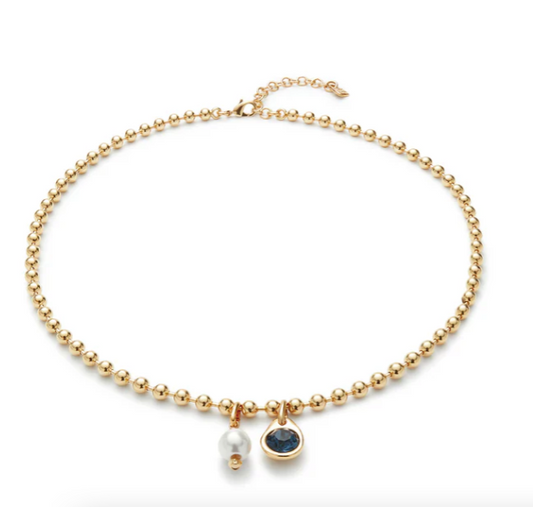 SER UNICO EXCLUSIVO BLUE CZ PEARL NECKLACE
