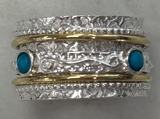 Turquoise and Sterling Spinner Ring