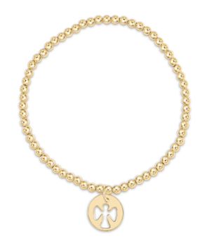 E GIRLclassic gold 2mm bead bracelet - guardian angel disc