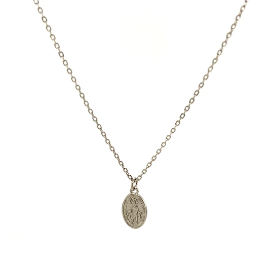 Classic Virgin Mary Necklace-Silver