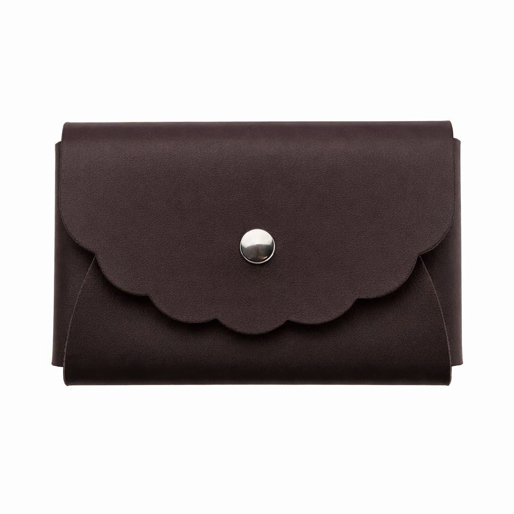 Scallop Bonded Leather Card Holder, Accessory Case