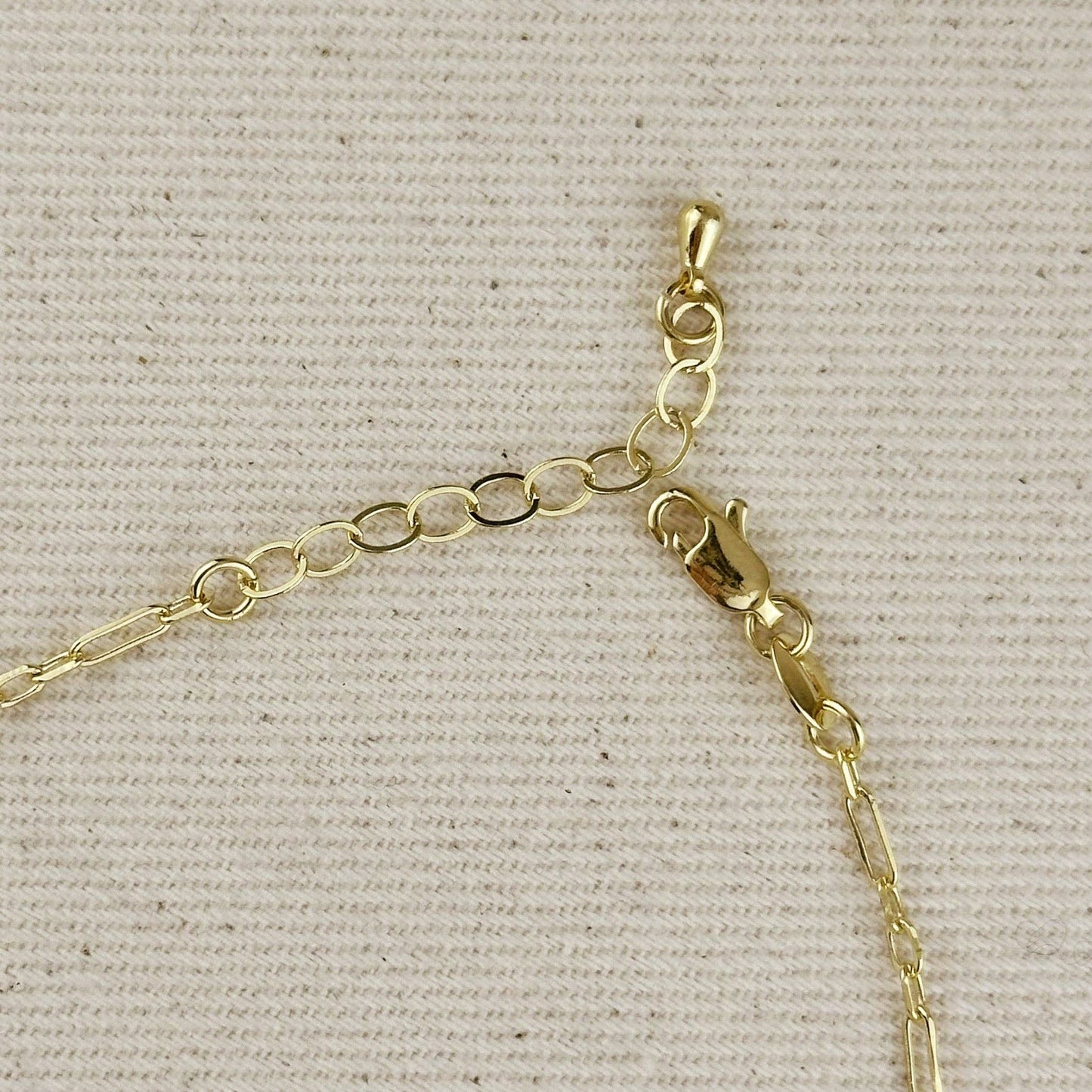 18k Gold Filled Paperclip Chain with Bezel CZ Drops Anklet