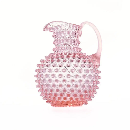 Hobnail Glass Pitcher | Petal Pink | 2L | Vintage Jug