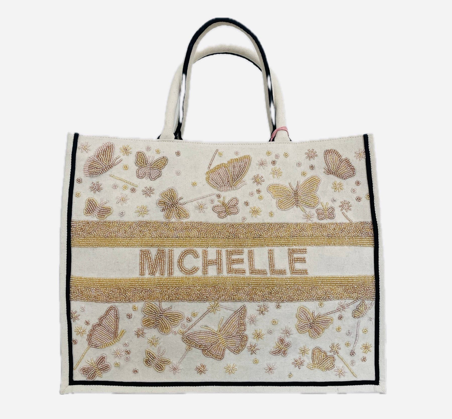 Mimi Hand beaded  Butterflies Tote