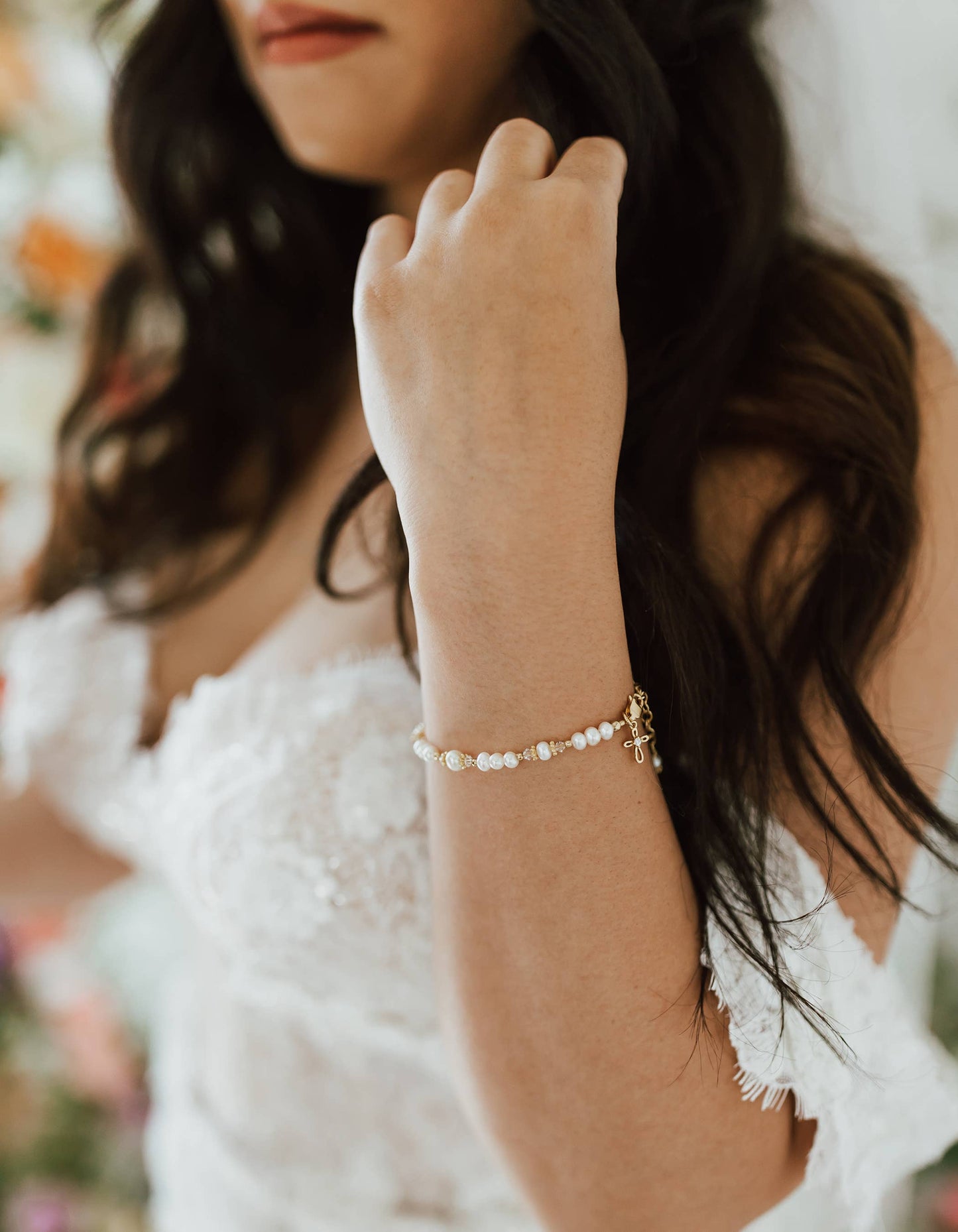 14K Gold Cherished Babe to Bride Cross Bracelet Gift