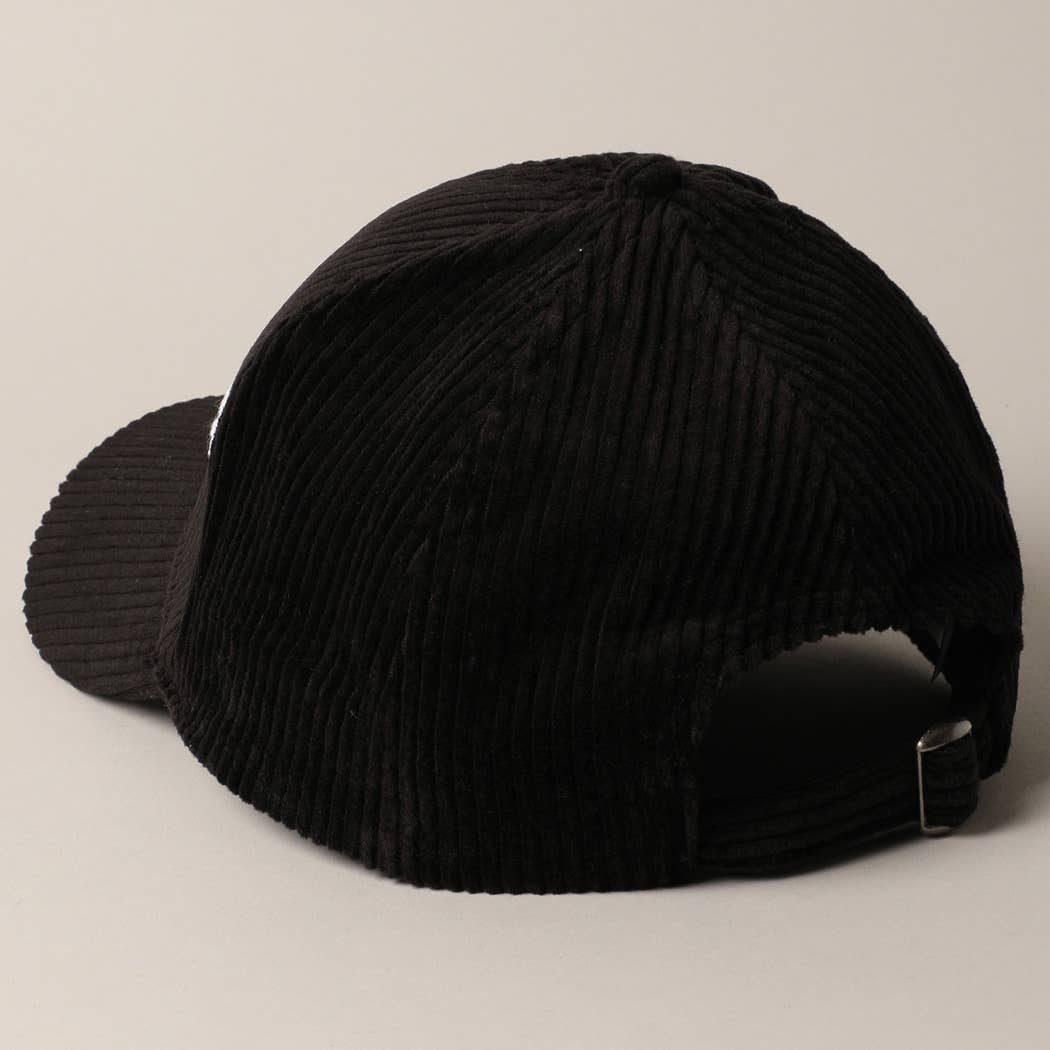 Cat Mom Chenille Patch Corduroy Baseball Cap