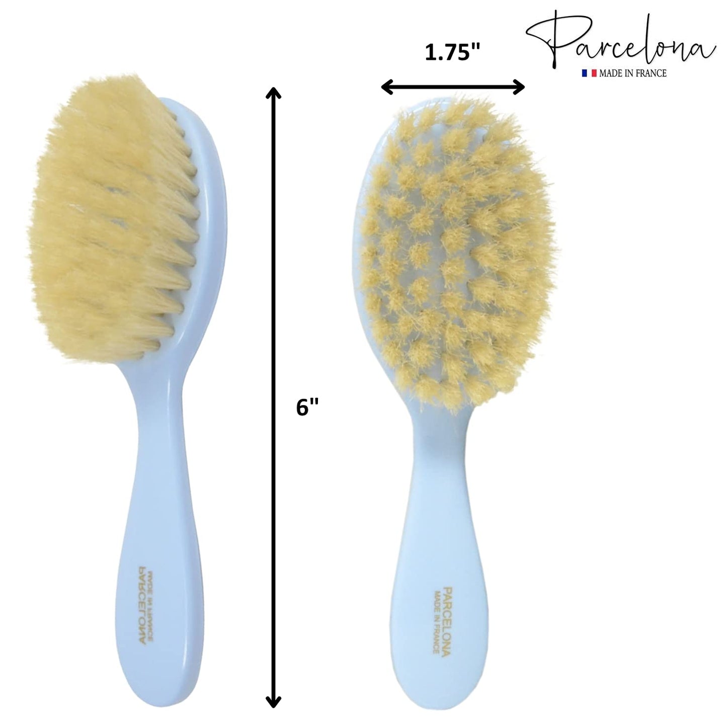 Parcelona French Grooming Combo 6” Celluloid Baby Brush and Comb for Toddlers