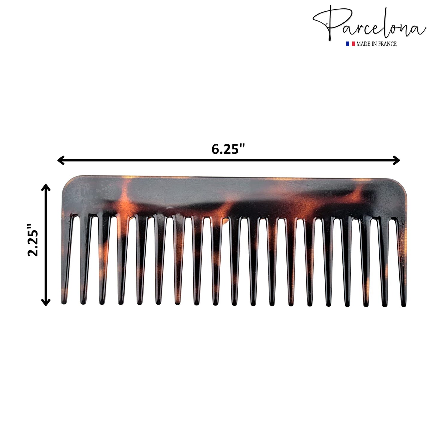 Parcelona French Wide Detangle Large Celluloid Hair Comb for Women and Girls