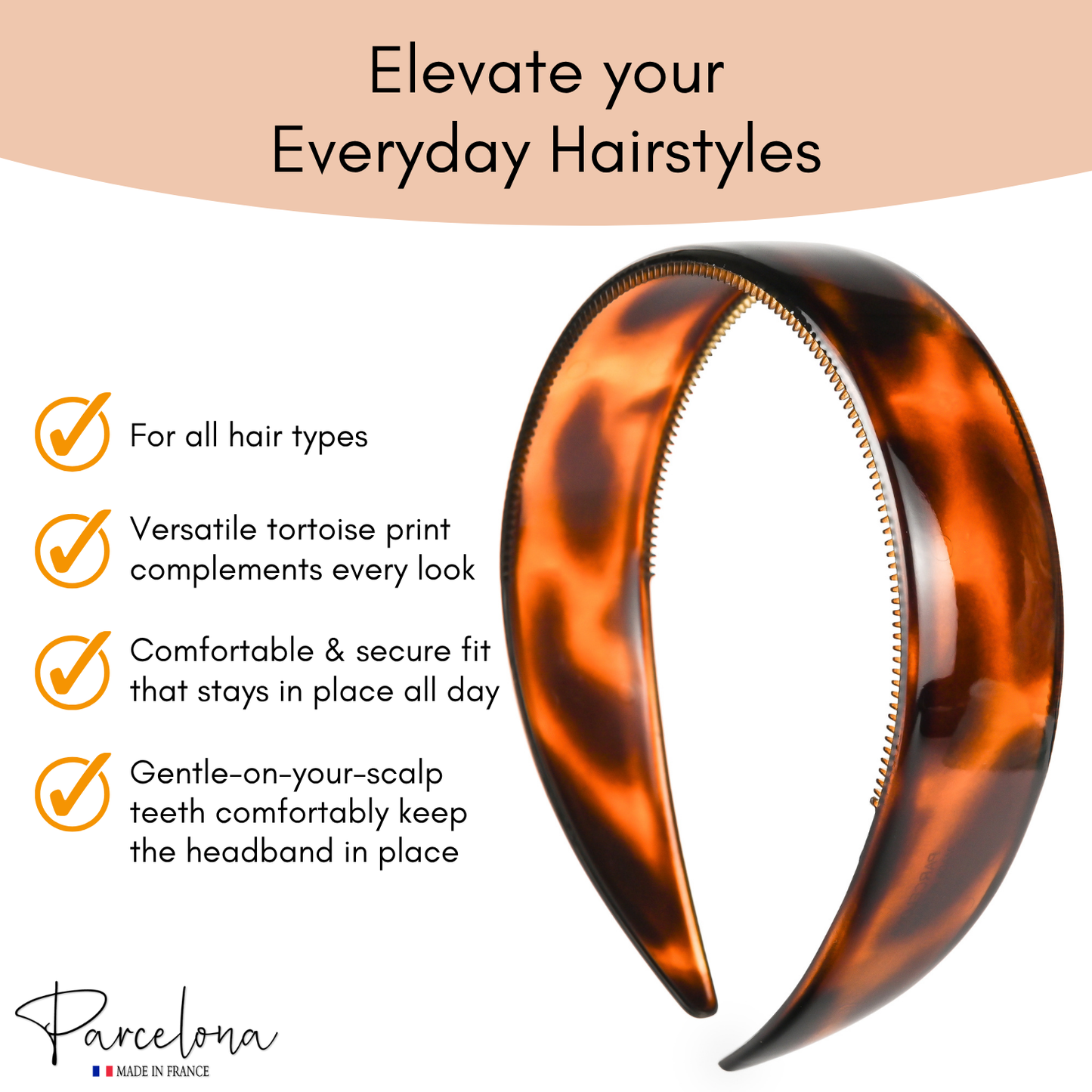 Parcelona Extra Wide French Headband 1.25 Inch Cellulose Acetate Hairband for Women (Set of 2)