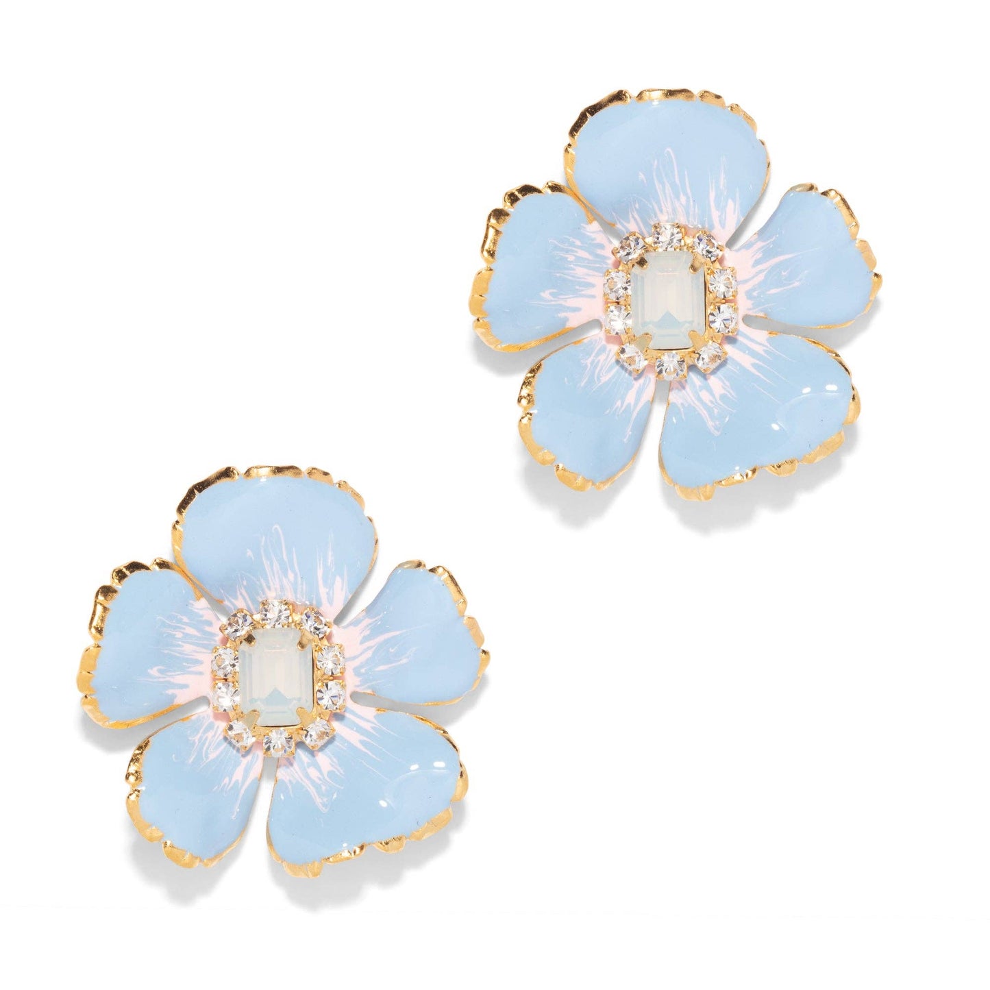 The Pink Reef Small Hand painted Floral in Light Blue White Opal