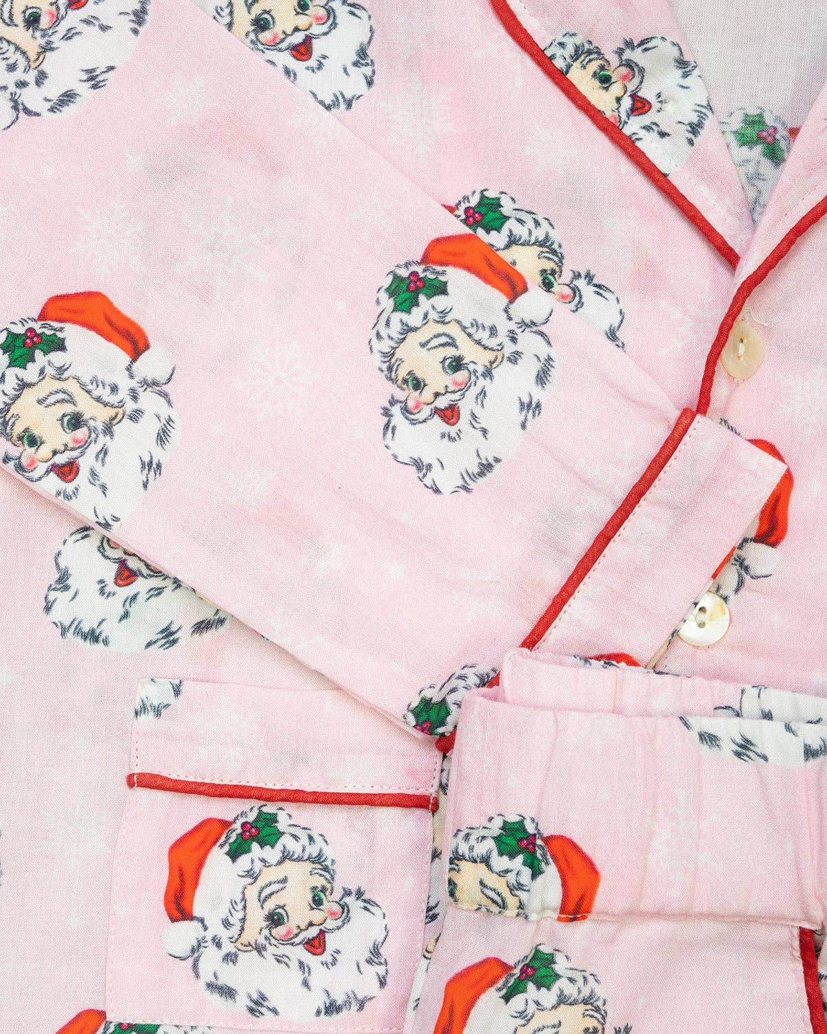 Children's Vintage Santa Pajama Set in Pink