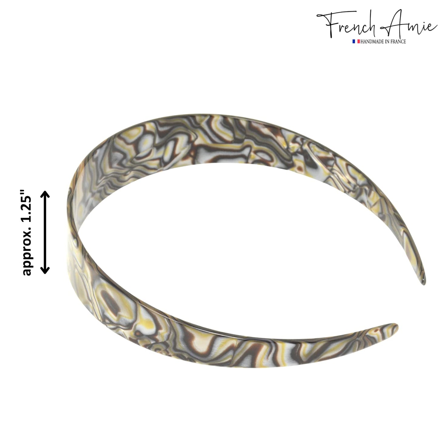 French Amie Ultracomfort Wide 1 1/4" Celluloid Handmade French Hair Headband