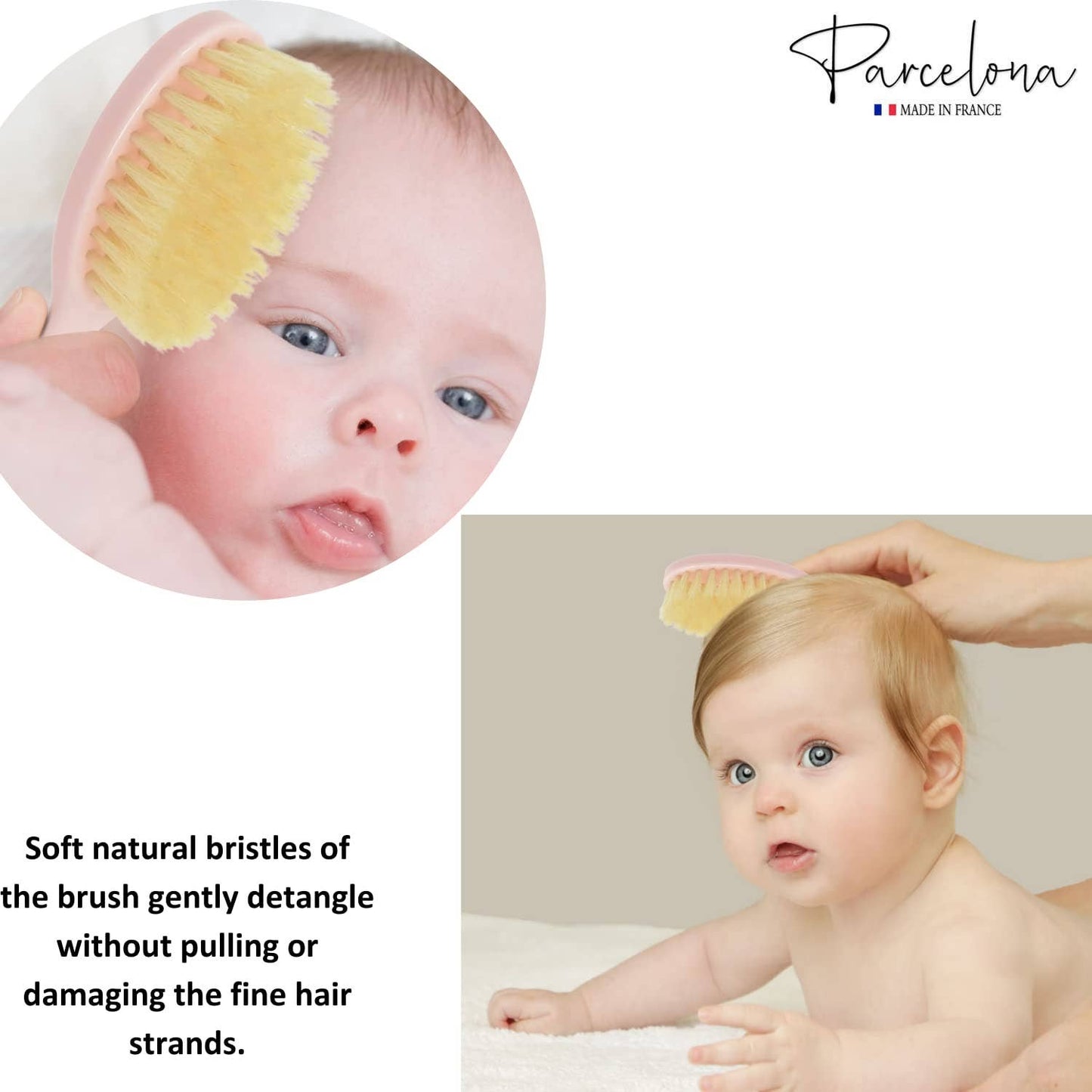 Parcelona French Grooming Combo 6” Celluloid Baby Brush and Comb for Toddlers