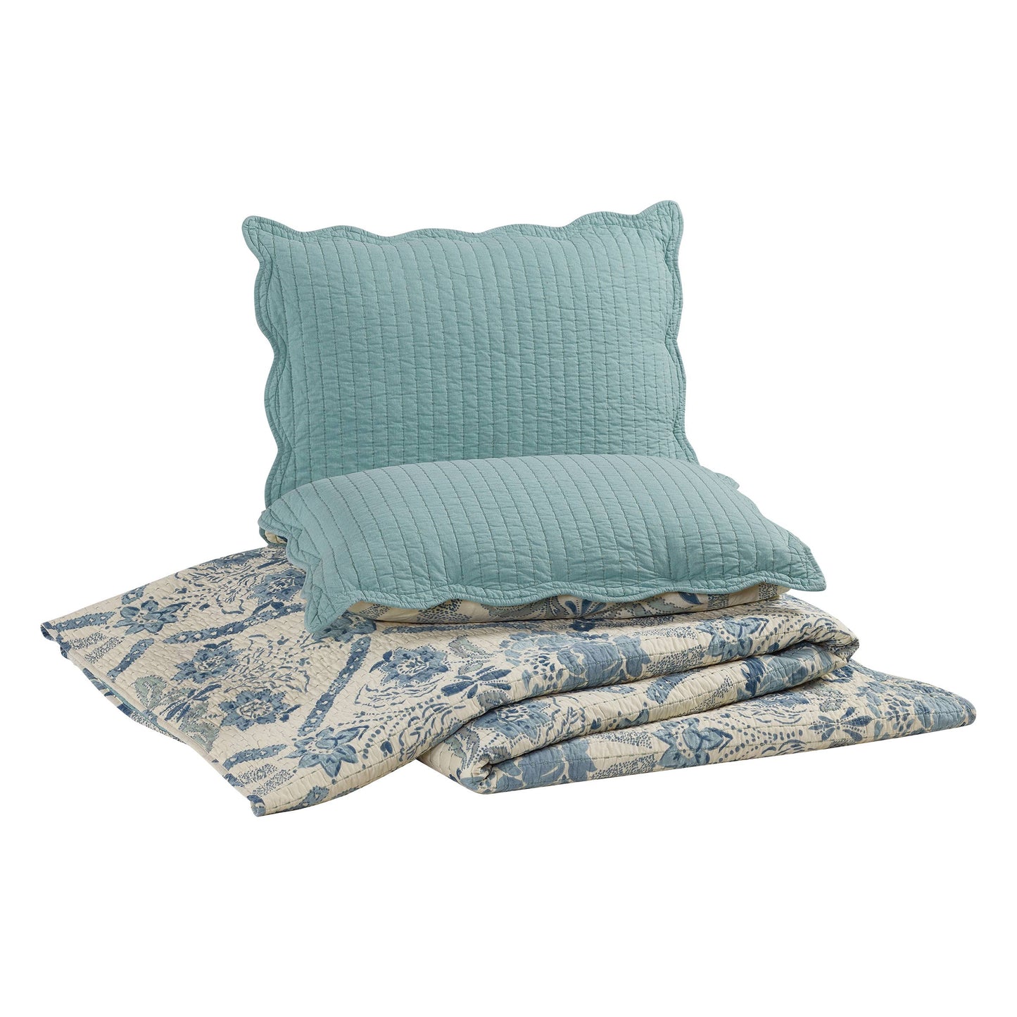 MYSTIC MOSS DAMASK QUILT SET- Spartina