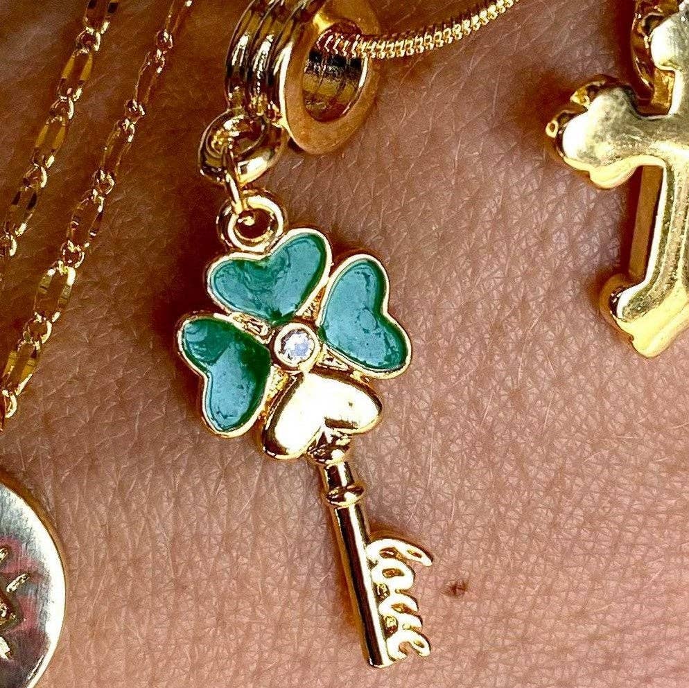 18K Gold-Filled Evil Eye, Lucky Clover, Cross Necklace
