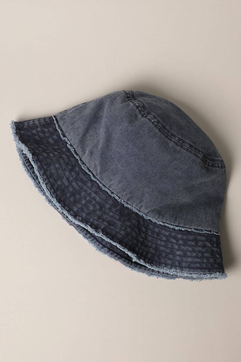 Frayed Canvas Cotton Denim Bucket Hat