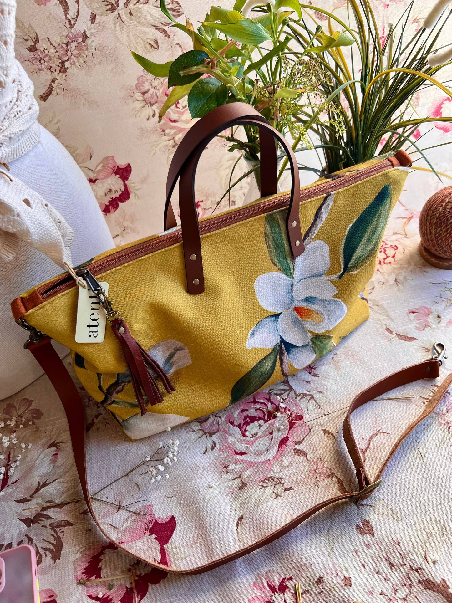 USA Handcrafted Carryall Tote Bag, Magnolia Buddy