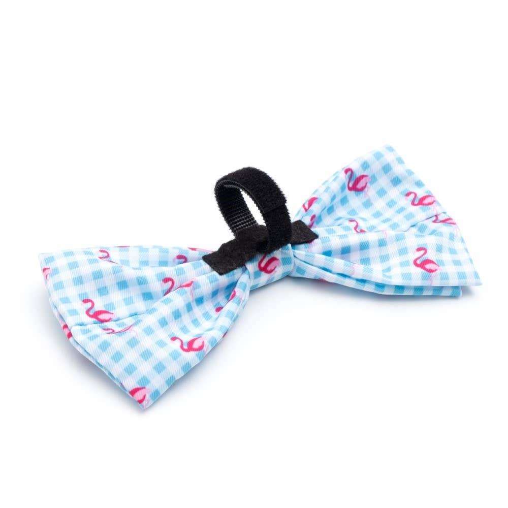 Gingham Flamingos Bow Tie