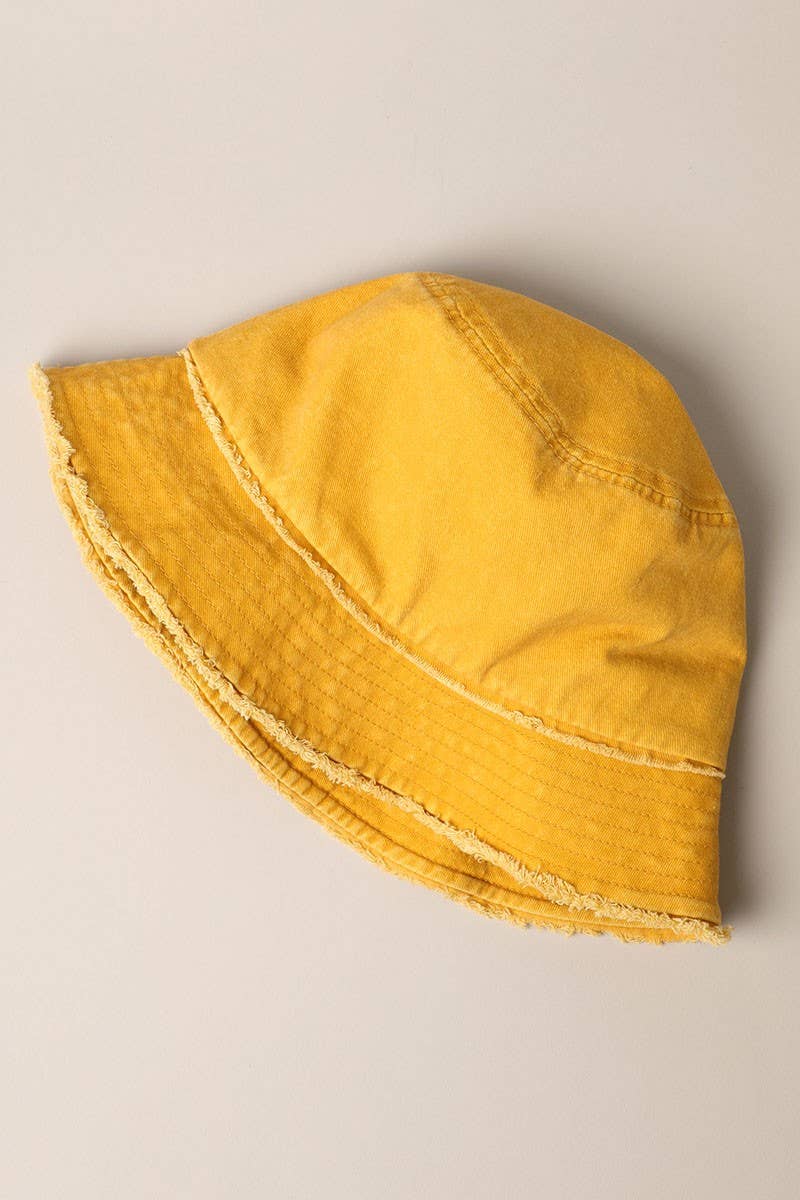 Frayed Canvas Cotton Denim Bucket Hat