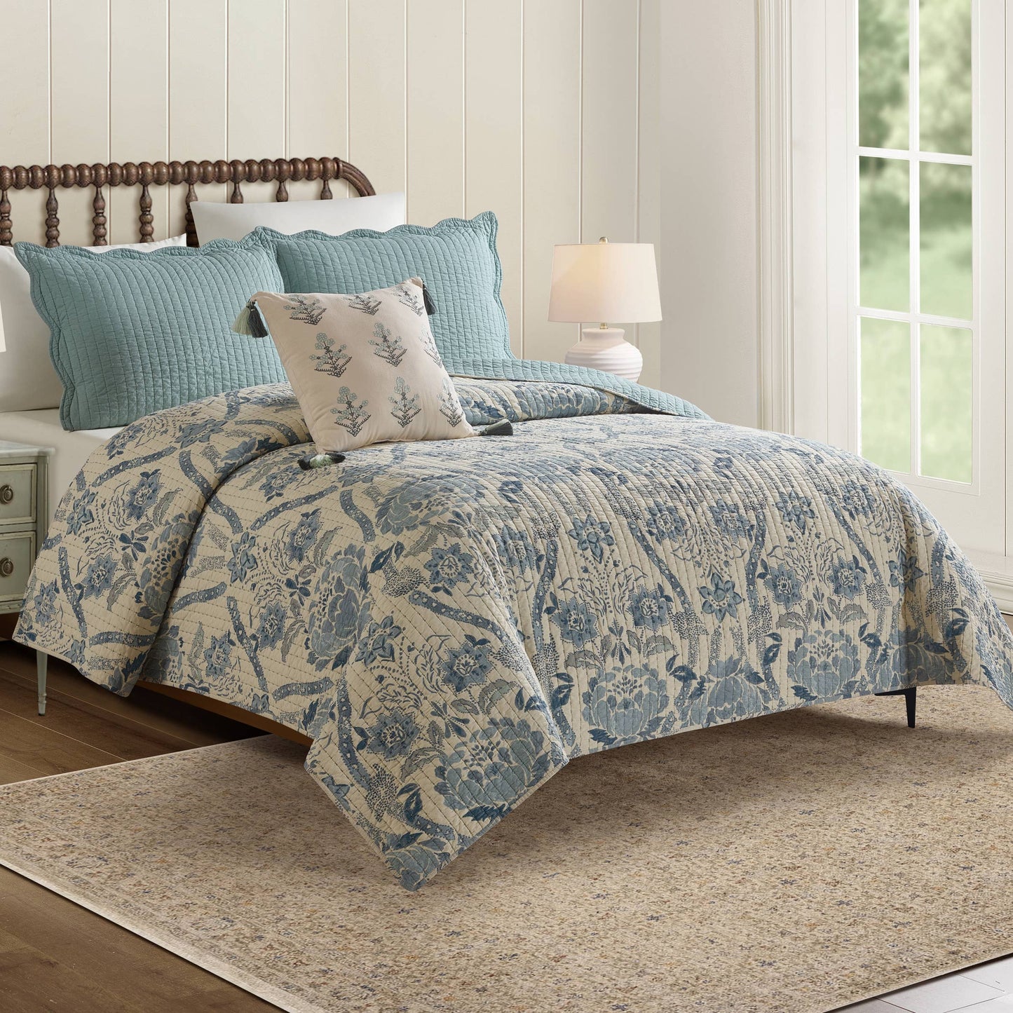 MYSTIC MOSS DAMASK QUILT SET- Spartina