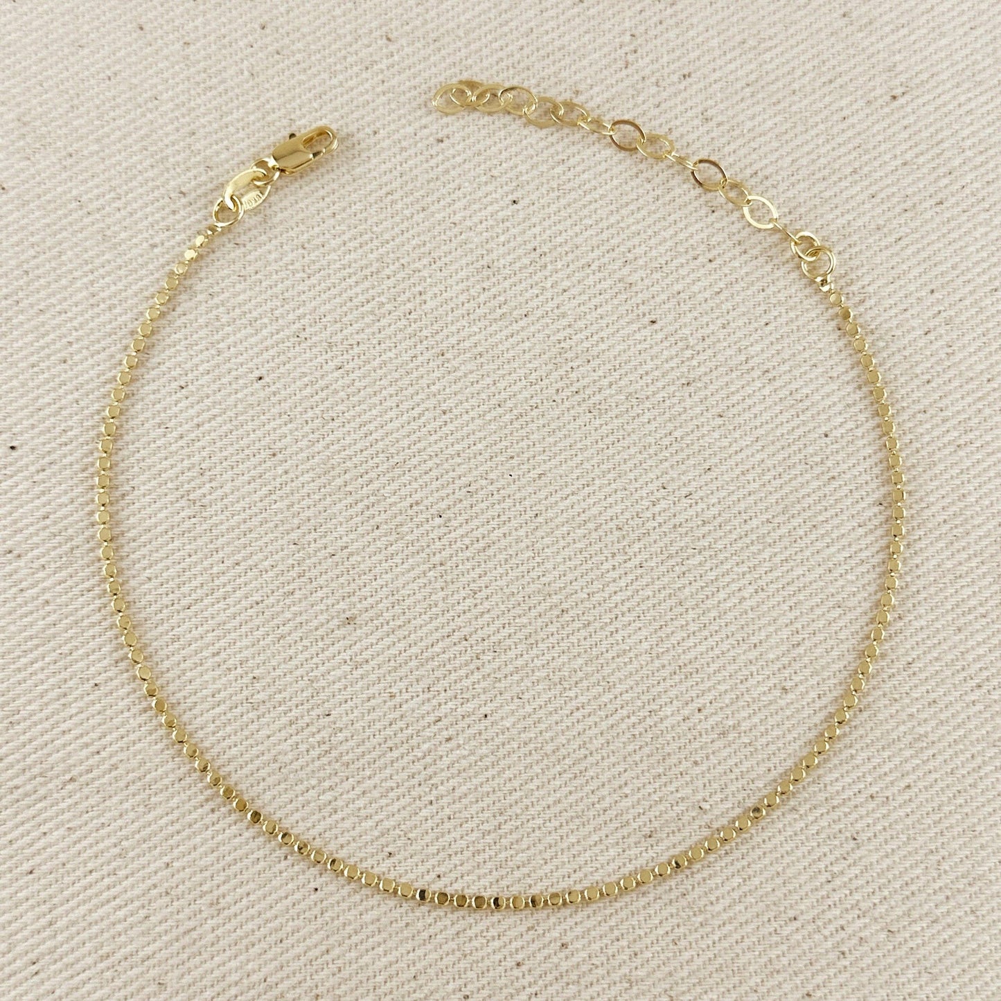 18k Gold Filled 1.5mm Mini Flat Dots Chain Anklet