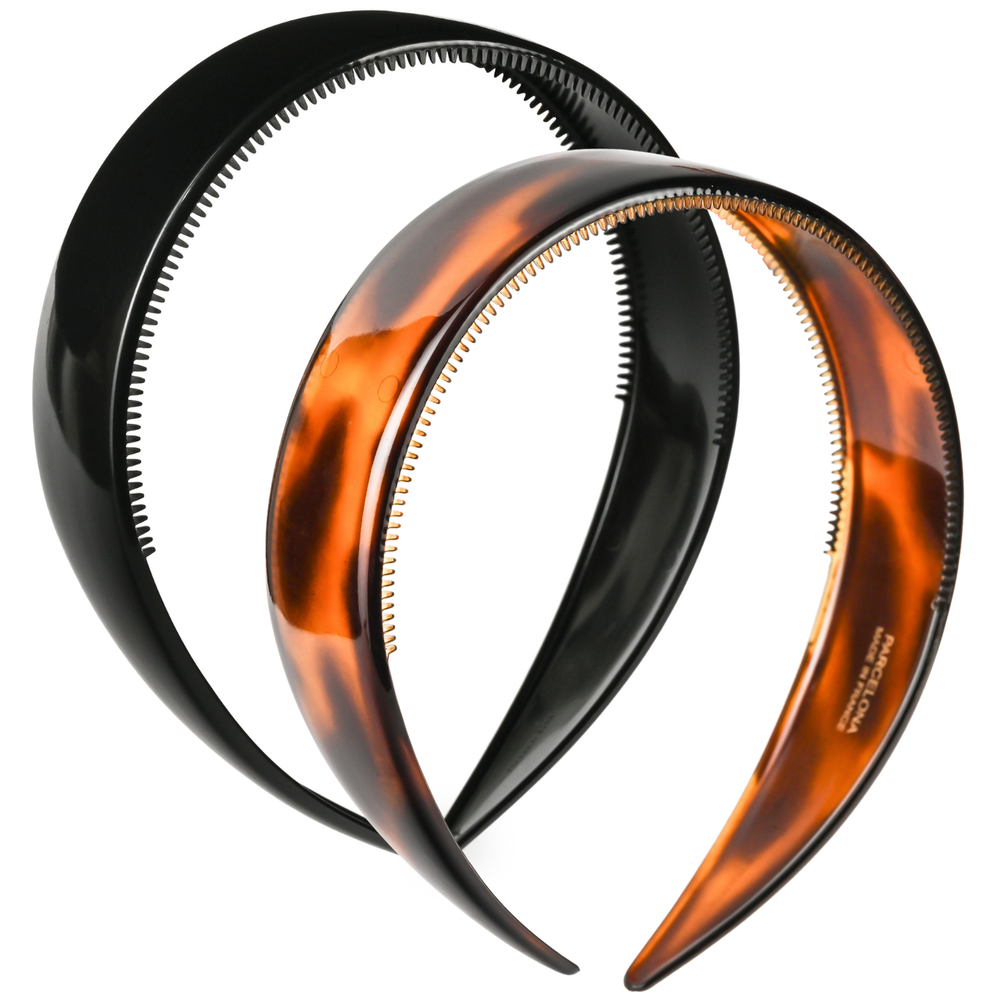 Parcelona Extra Wide French Headband 1.25 Inch Cellulose Acetate Hairband for Women (Set of 2)