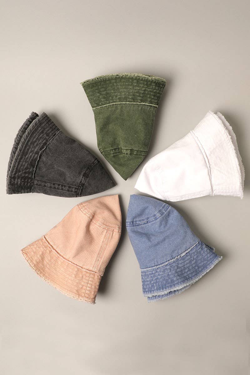 Frayed Canvas Cotton Denim Bucket Hat